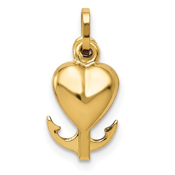 14k Yellow Gold Moveable Anchor, Cross, Heart, (Hope, Faith, Love) Charm Pendant - Picture 4 of 11
